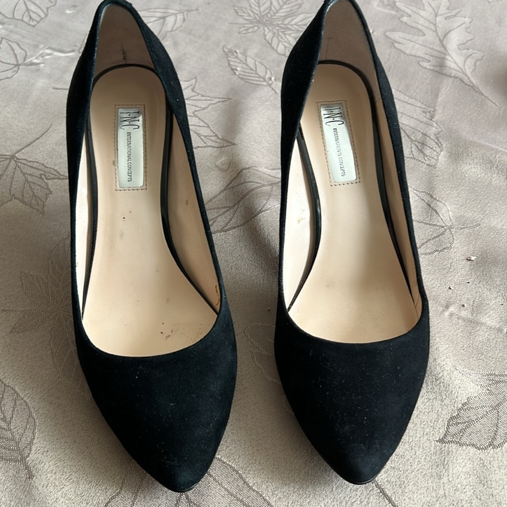 INC Elegant Leather Suede Upper Black Women's Pumps Size 9.5